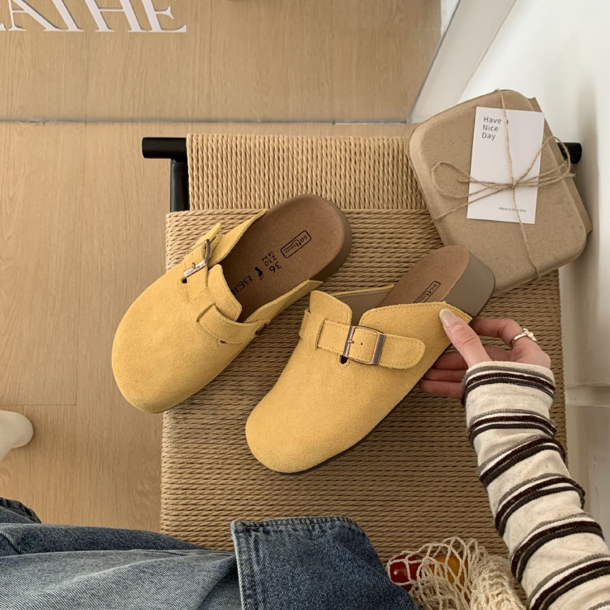 Women's Closed Toe Half Simple Slip-on Pumps Slippers