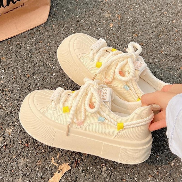 Women's Thick Bottom Shell Head White Milk Casual Shoes