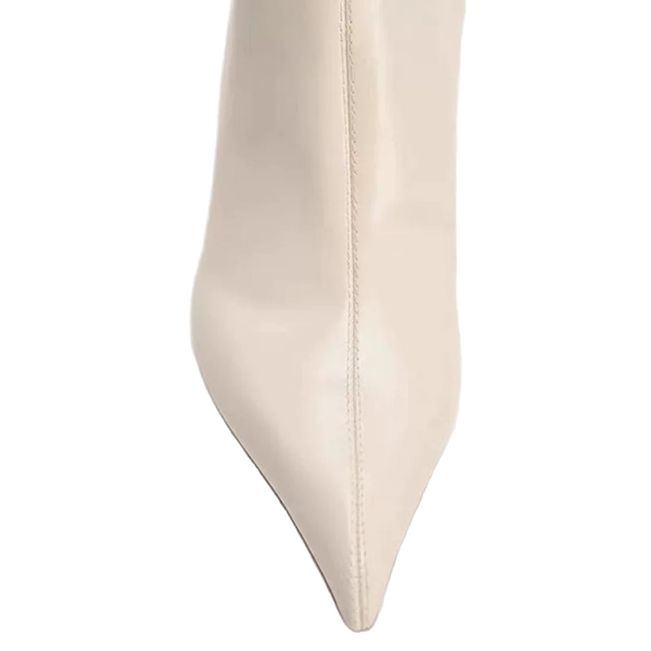 White Stiletto Sexy Pointed Toe Below The Knee Big Women's Leather Boots