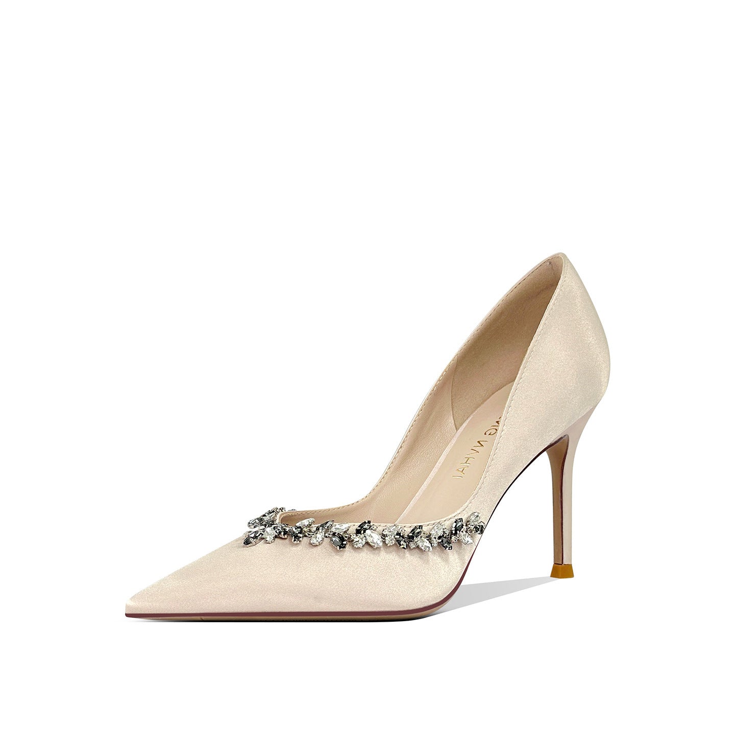 Women's High Pointed Toe Elegant Shallow Mouth Pumps Rhinestone Bridesmaid Bridal Women's Fashion Shoes