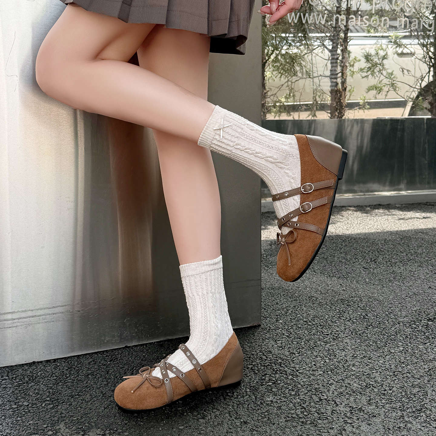 Women's Bow Height Increasing Insole Mary Jane Autumn Low-cut Pumps Ballet Men's Shoes