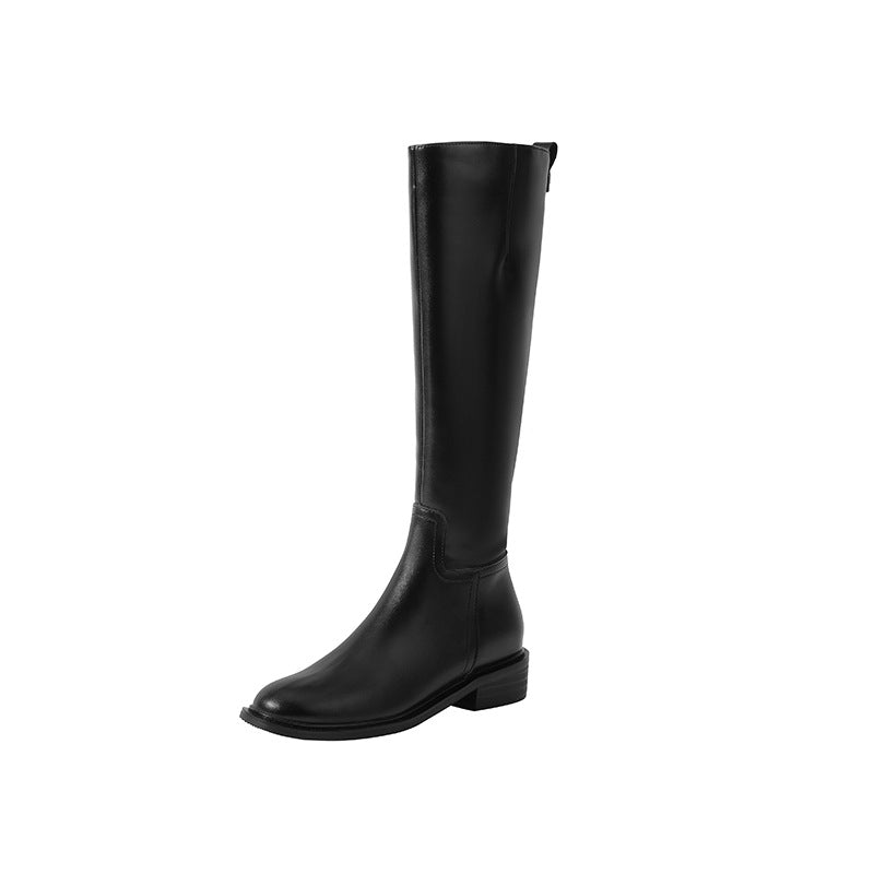 Women's High-grade Thick Bottom Side Zipper Flat Boots