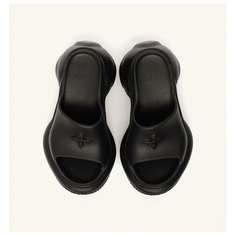 Version Summer Cruciate Flower Platform Thick Bottom Muffin Increased Slippers