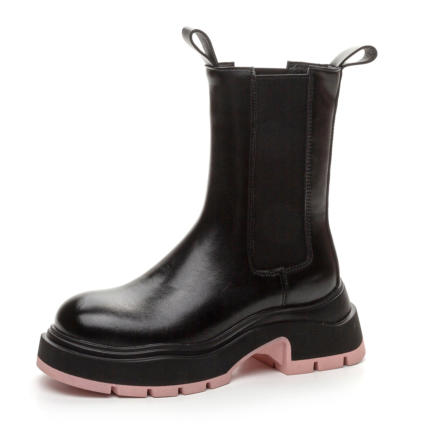 Women's Winter Thick Bottom Martin Black Round Smoke Pipe Trendy Height Women's Leather Boots