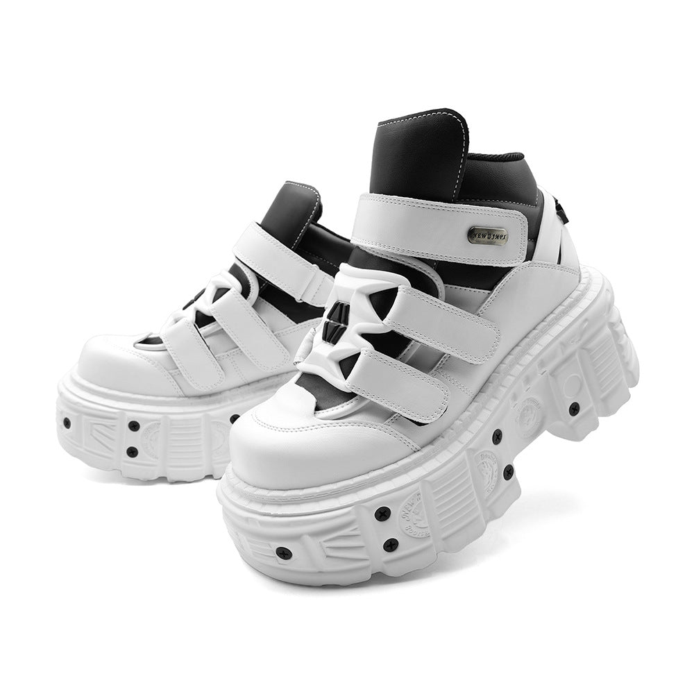 Women's & Men's Platform Punk Dad Height Increasing Muffin Women's Leather Boots