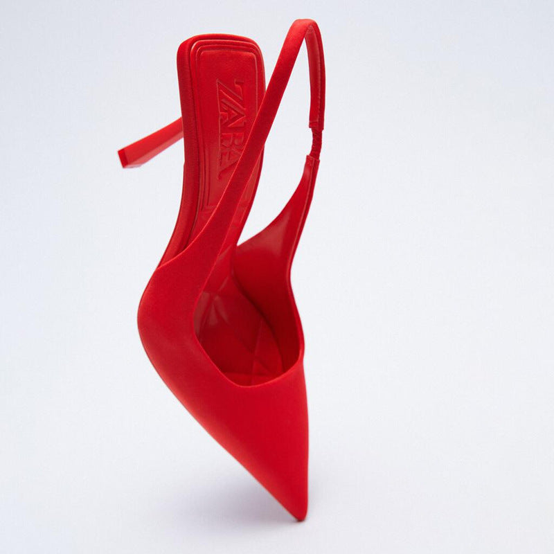 Women's High Solid Color Stiletto Pointed Back Empty Strap Sandals