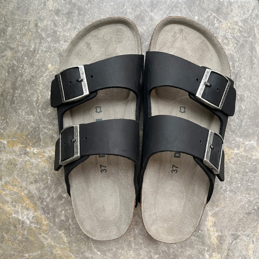 Flip-flops Unisex Outer Wear Summer First Layer Cowhide Sandals