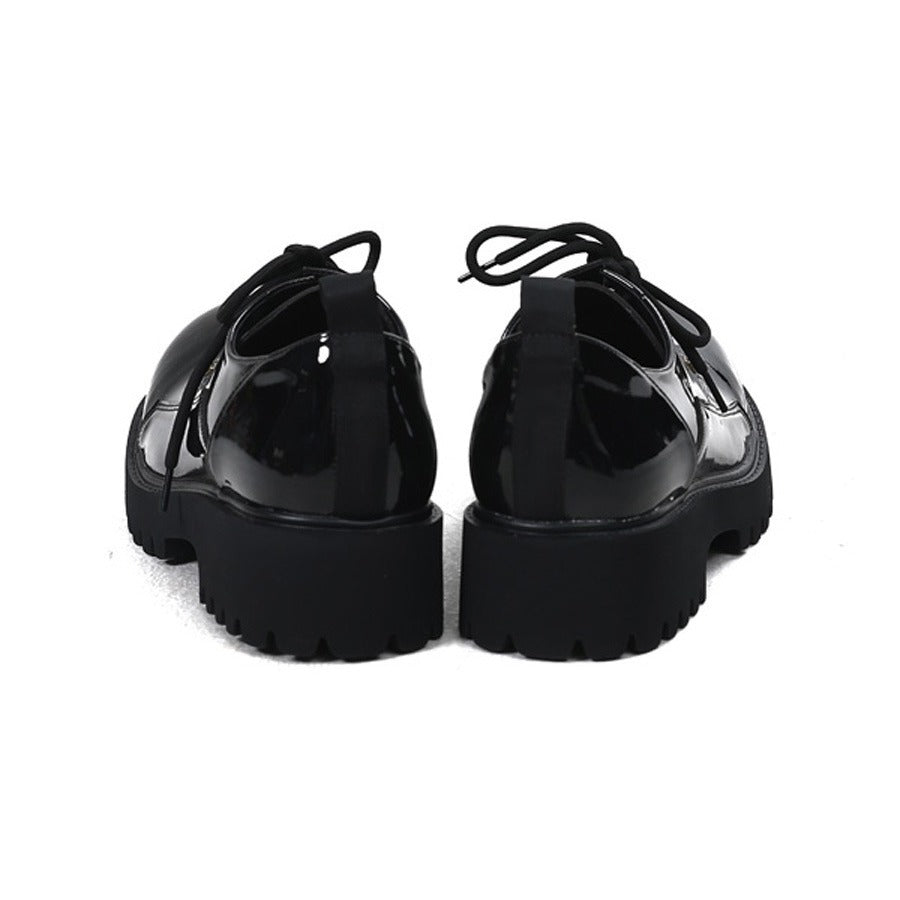 Women's & Men's Style Polished Old Thick Bottom Derby Leather Shoes