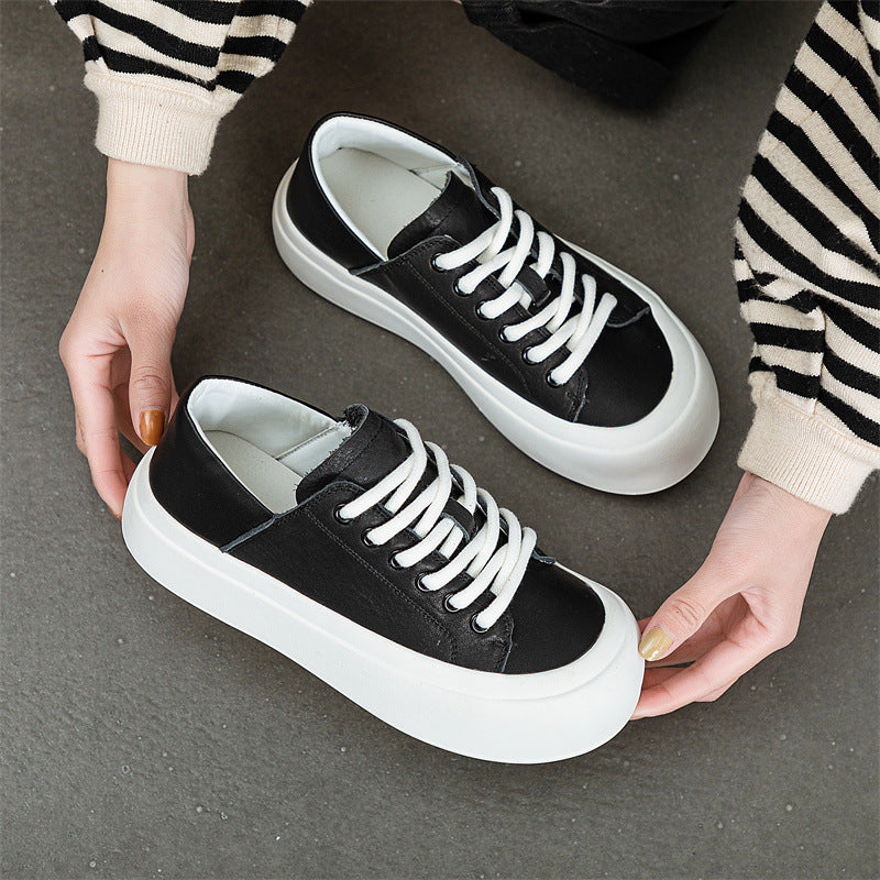 Women's Spring White Genuine Versatile Two-way Thick-soled Casual Shoes