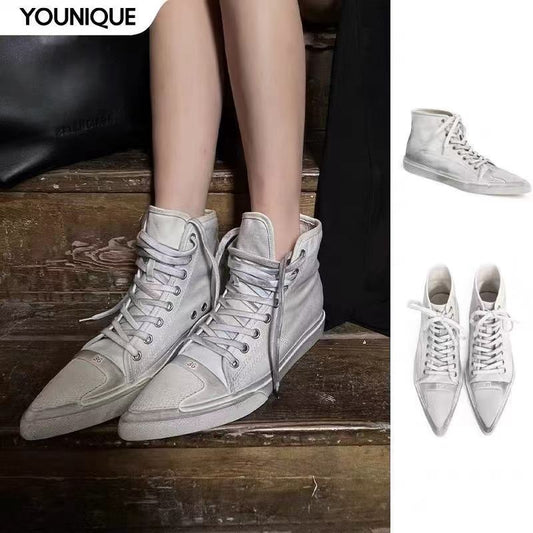 Women's Design Height Increasing Insole Summer Lace Board Canvas Shoes