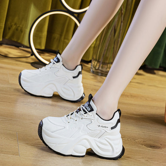 Women's Spring Small Wedge Platform Height Increasing Insole Show Feet Fashion Men's Shoes
