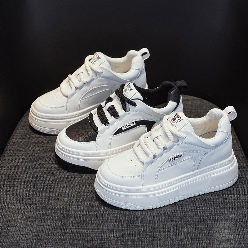 Women's Platform Hidden White Round Head Height Heels