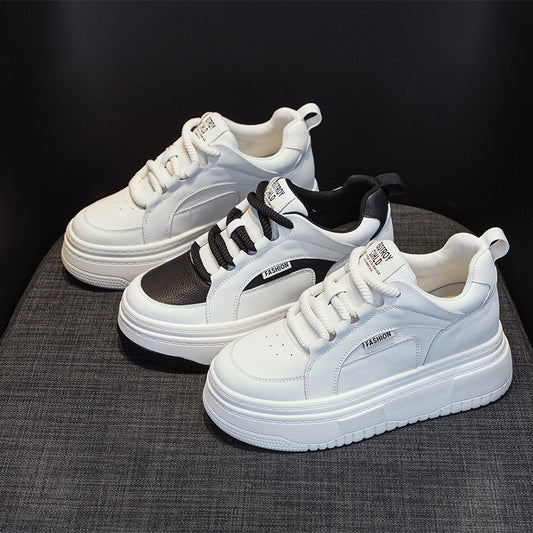 Women's Platform Hidden White Round Head Height Heels