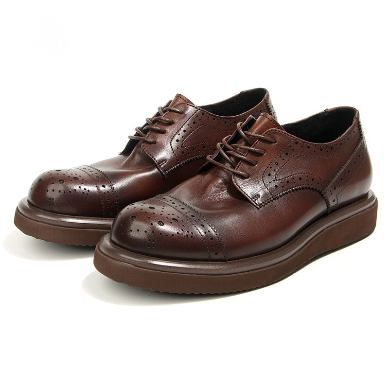 Men's Brogue British Retro Fashion Trends Platform Leather Shoes