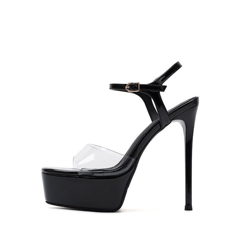 Women's Transparent Open Toe High-heeled Sexy Waterproof High Heeled Sandals