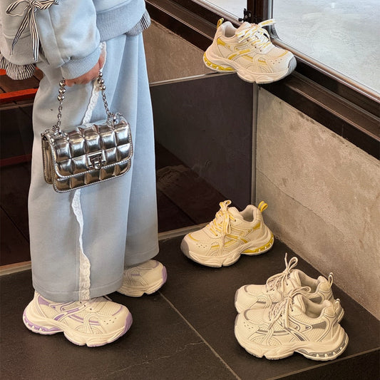 Children's White Mesh Breathable Daddy Boy Children's Sports Shoes