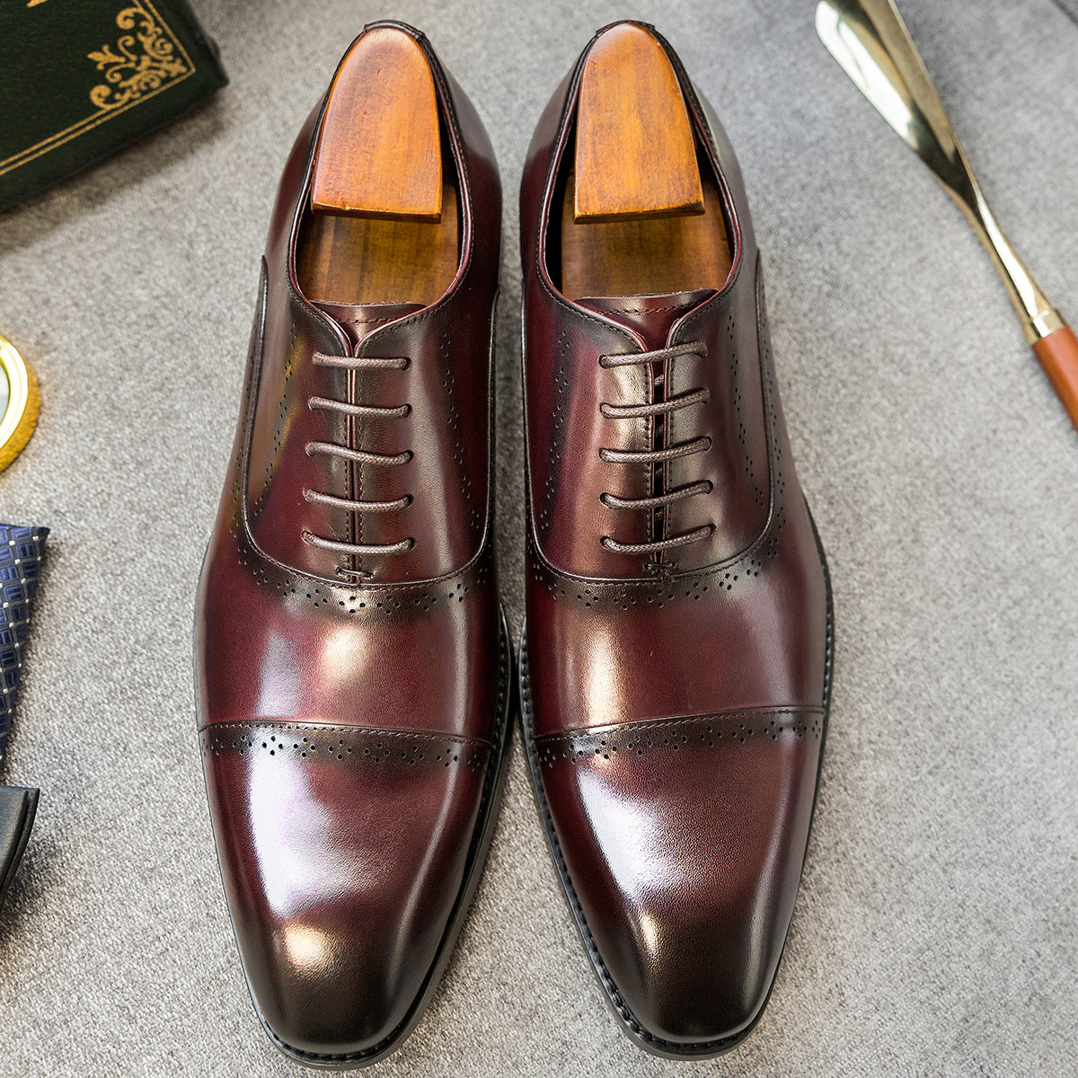 Men's Square Toe Formal Wear Top Layer Men's Business Leather Shoes