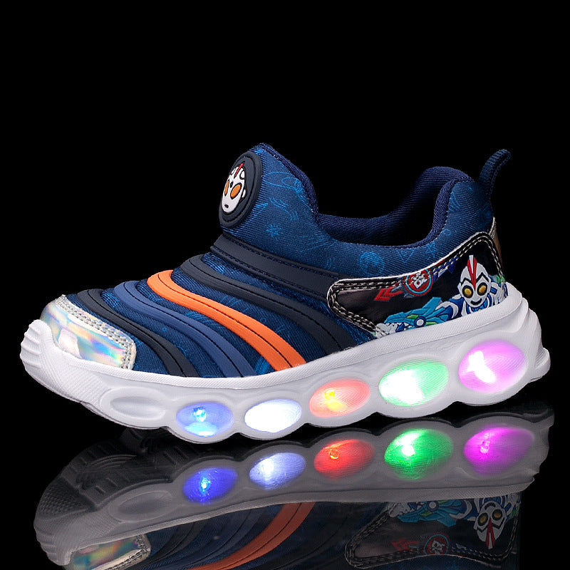 Children's Caterpillar Boys Luminous Light Mesh Breathable Kid's Sneakers