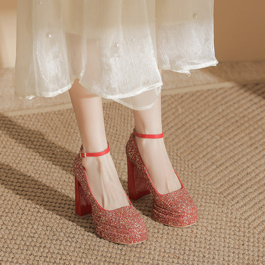 Height Increasing Not Tired Feet Pumps Word Heels