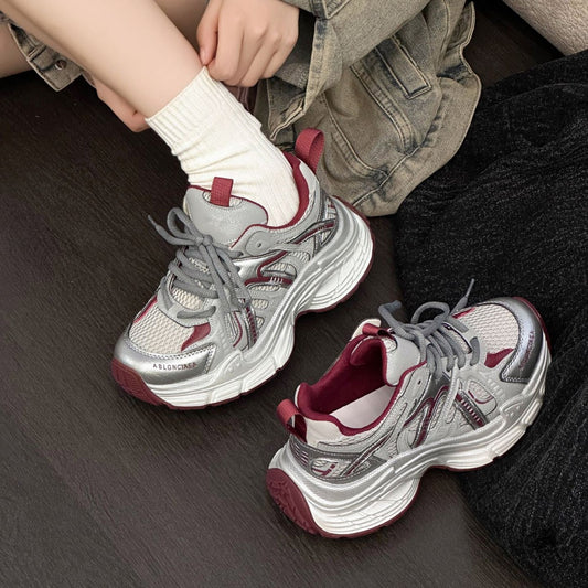 Women's Mesh Surface Platform Dad Lightweight Elevator Wild Women's Sports Shoes