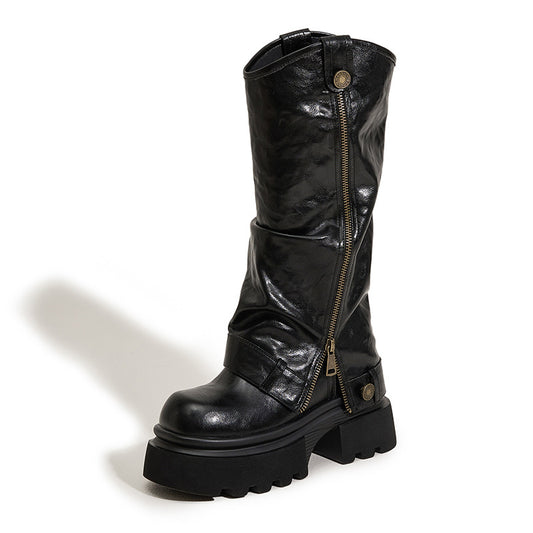 Women's Thick Bottom Knight Height Increasing Insole Boots