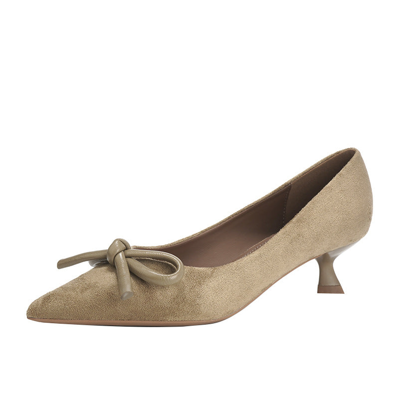 Women's Advanced Texture Cashmere Bow Pointed High Stiletto Women's Fashion Shoes