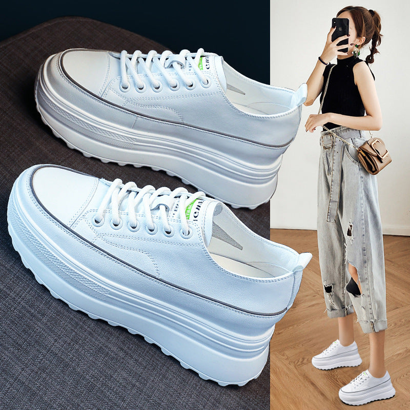 Women's Platform White Autumn Invisible Elevated Genuine Women's Casual Shoes