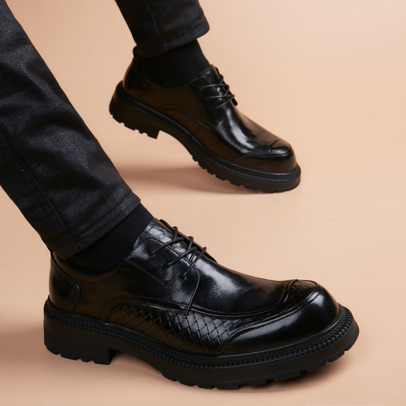 Men's First Layer Cowhide British Groomsman Black Bridegroom Formal Wear Soft Men's Business Leather Shoes