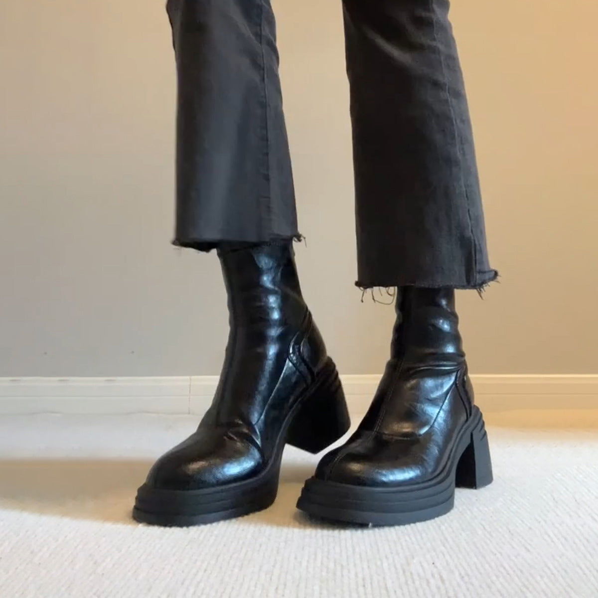 Women's Version Brown Retro Thick Bottom Martin Simple Boots