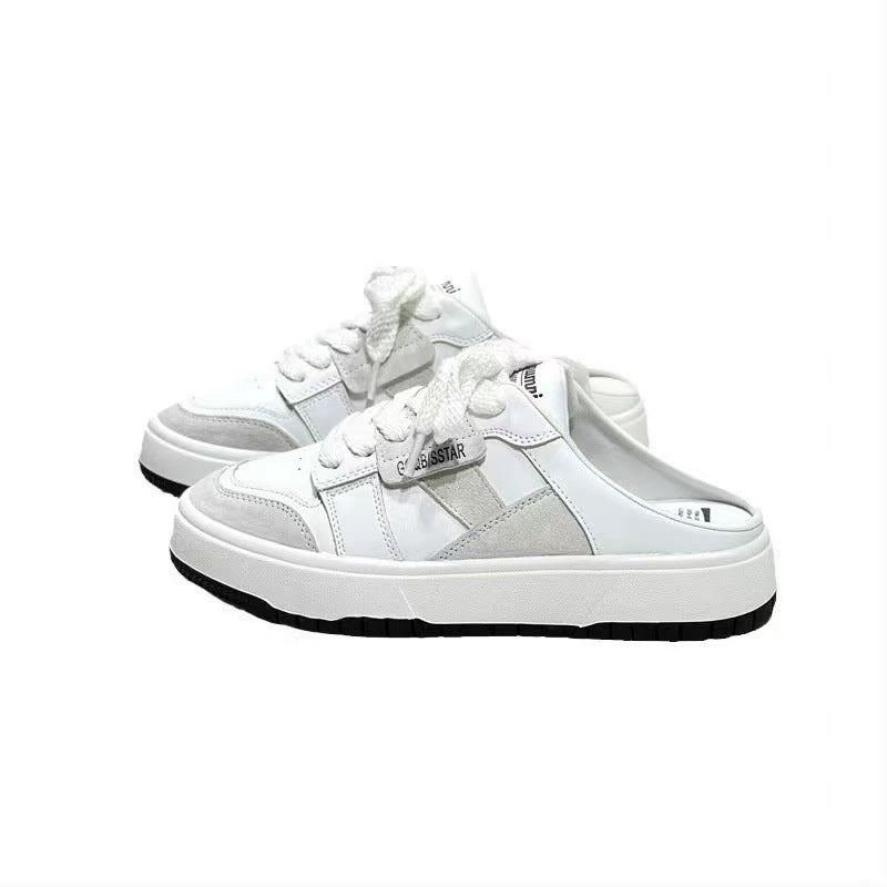 Women's Lace Up Semi Summer Platform White Sandals