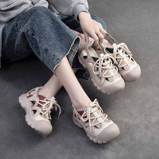 Women's Retro Rub Colored Comfortable Stylish Versatile Platform Sandals