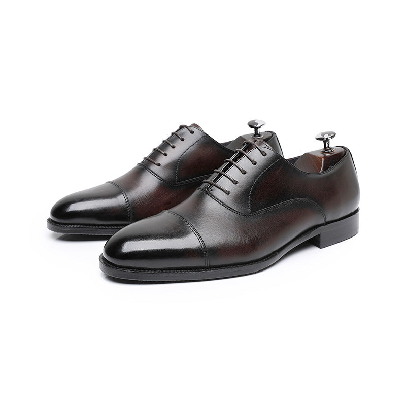Men's Three-piece Formal Wear Genuine Breathable British Men's Business Leather Shoes