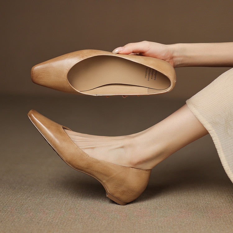 Women's Elegant Wedge Low Spring Square Toe Low-cut Men's Shoes