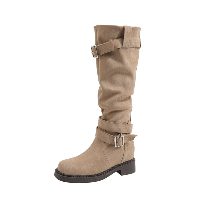 Women's Style Fashion Slimming Chunky Platform Below The Knee Knee-high Height Boots