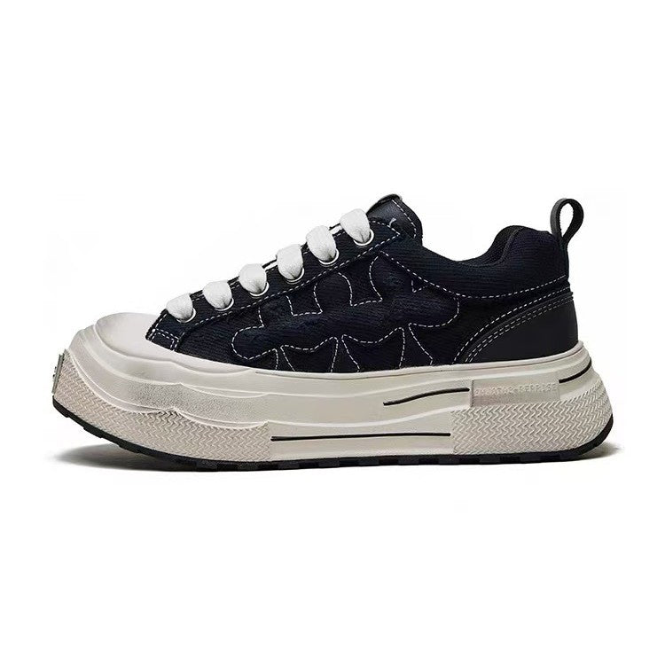 Women's Wang He's Gray Ensemble Series Vintage Plum Blossom Sneakers