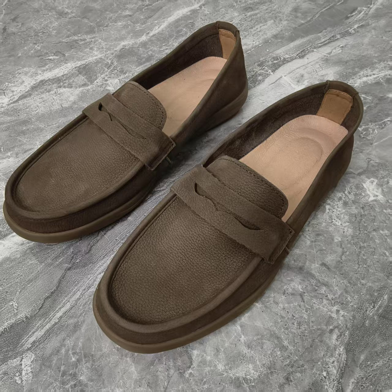 Men's Layer Cowhide Retro Slip-on Easy To Loafers/doug Shoes