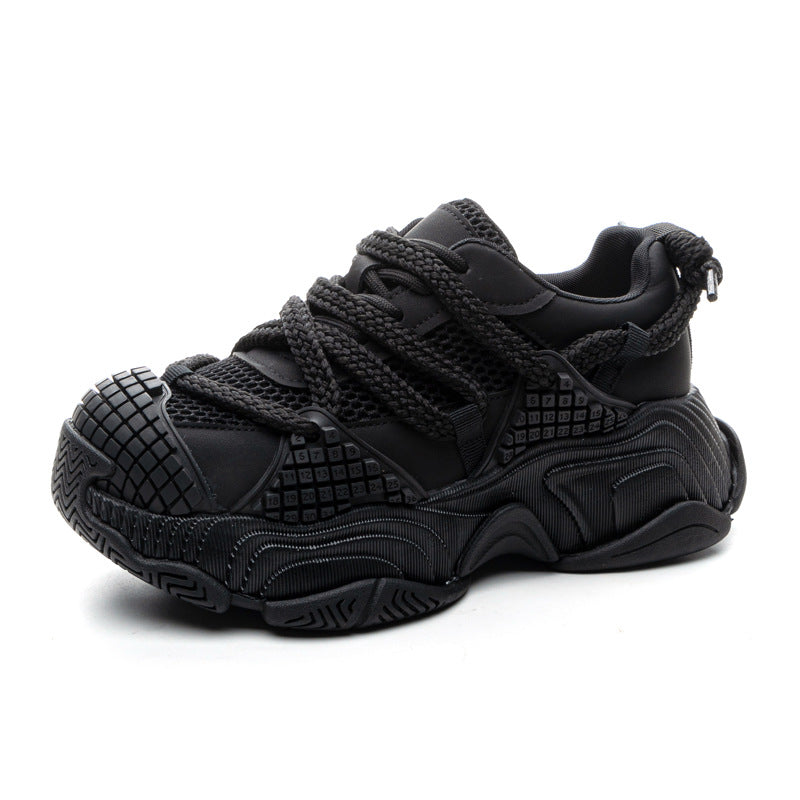 Women's Surface Round Head Platform Dad Stitching Personal Heels