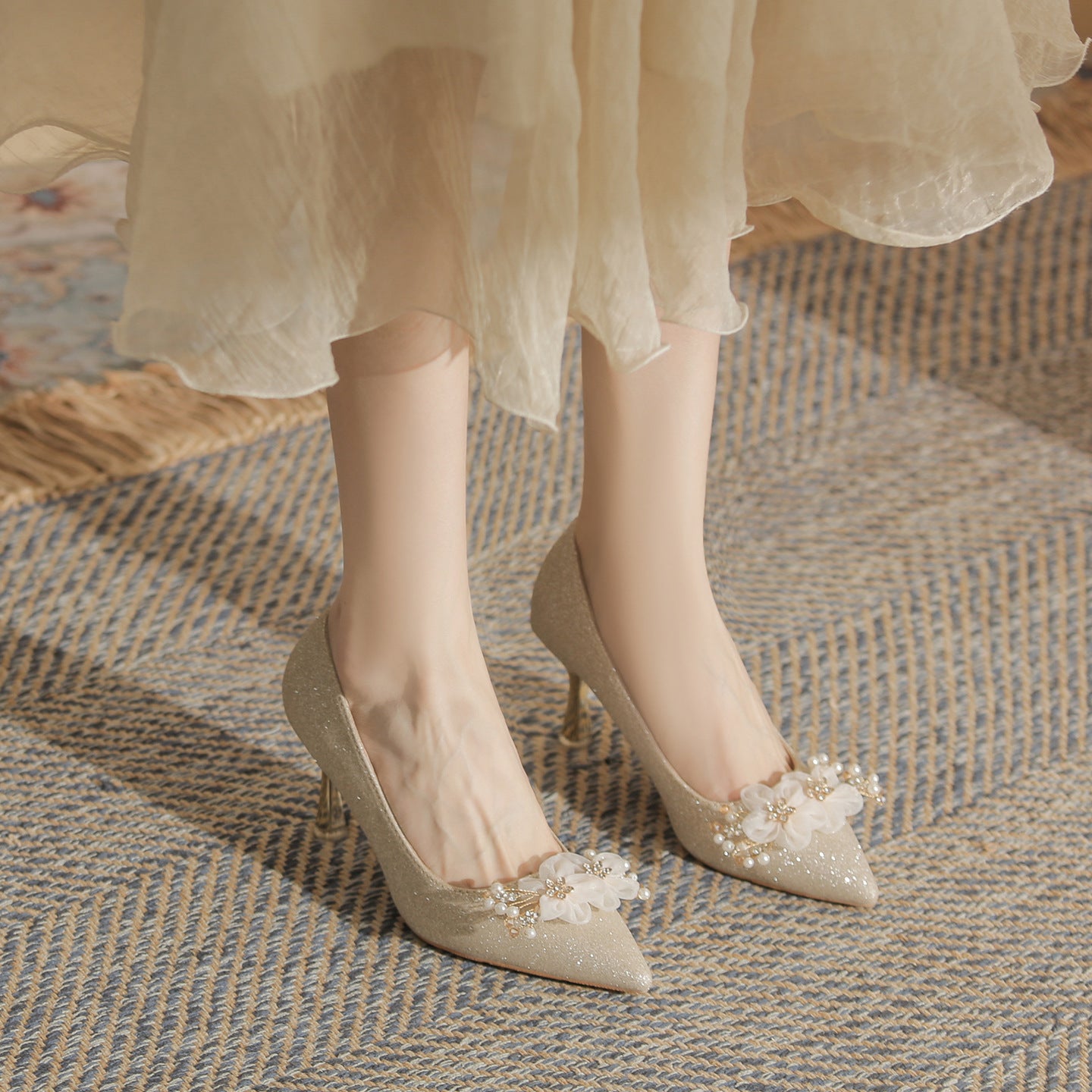 Wedding Dress Two-way Wear Small Size High Bridal Bridesmaid Large Women's Fashion Shoes