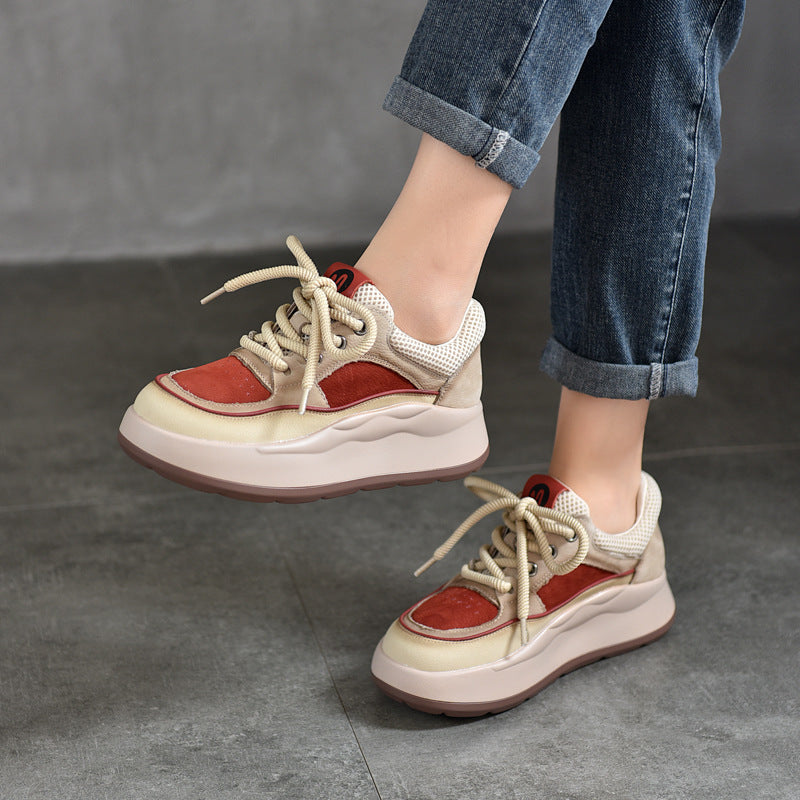 Women's Platform Genuine Spring First Layer Cowhide Women's Casual Shoes