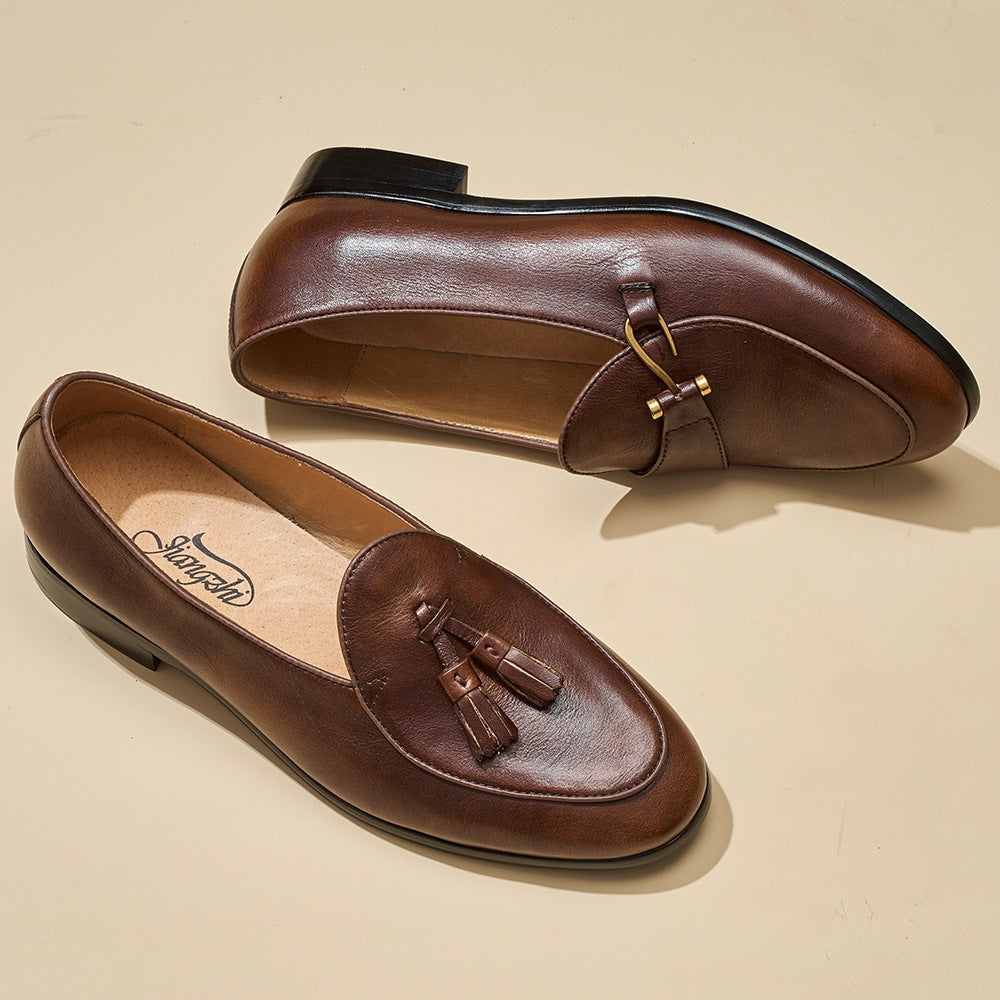 Men's Style Tassel Business Formal Wear Slip-on Penny First Layer Cowhide Men's Shoes