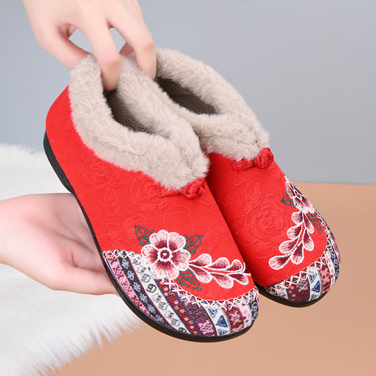 Old Cloth Cotton Embroidered Bag Fluffy Women's Shoes