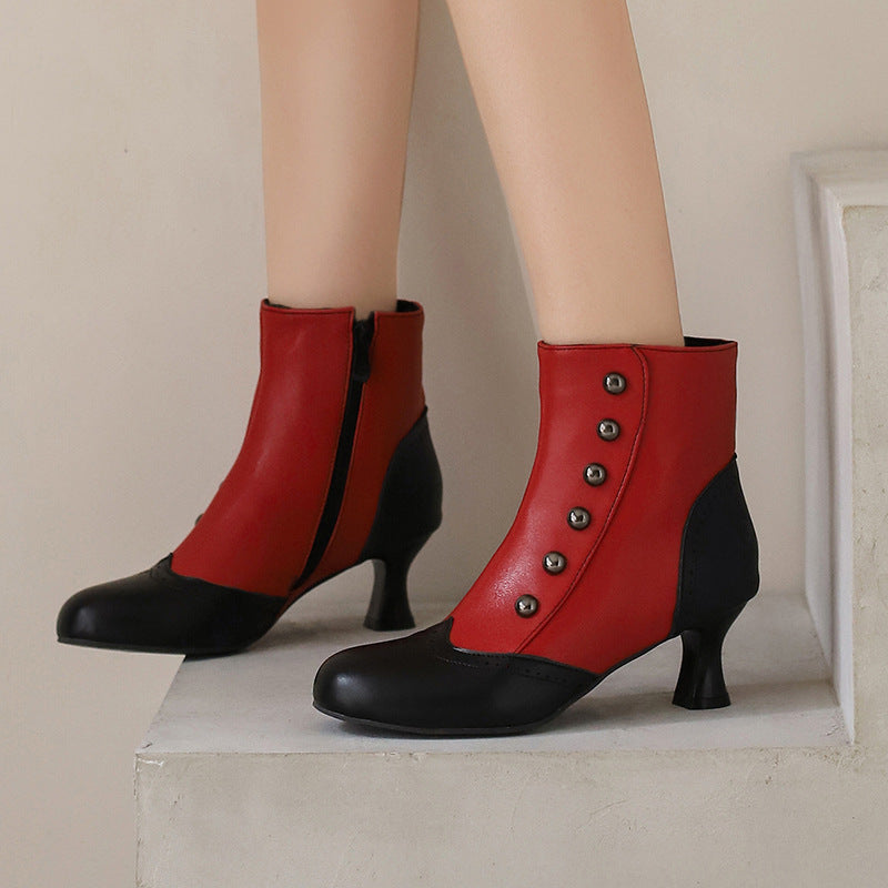 Women's Plus Size Color Matching Metal Rivet Heels