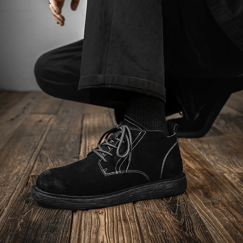 Men's Autumn Martin Trendy Black Breathable Suede Boots