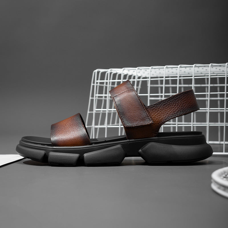 Men's Genuine Fashionable Summer Platform Beach Velcro For Sandals