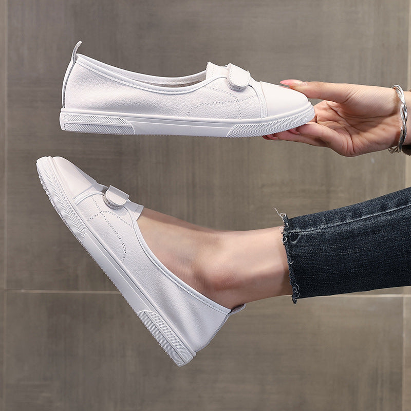 Women's Top Layer Cowhide Low-cut Authentic White Casual Shoes