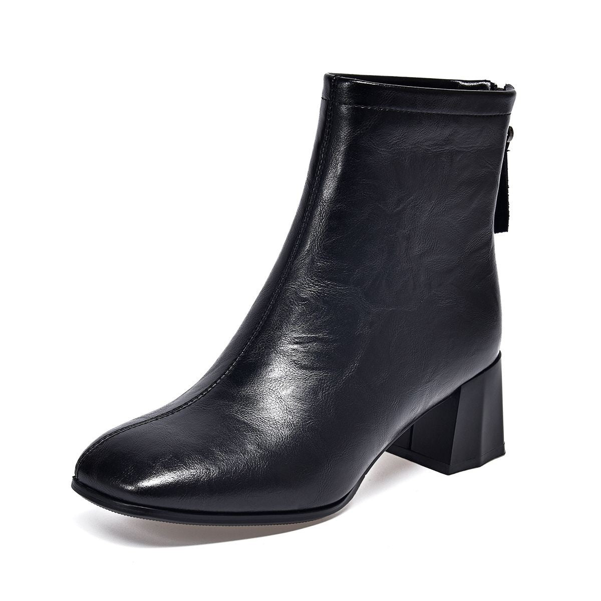 Women's Clutch Pattern Cowhide Mid Thick Middle Winter Soft Heels