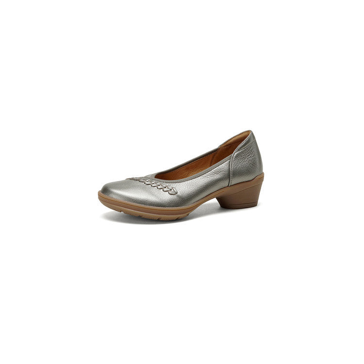 Women's French Round Head Thick Pumps Spring Soft Bottom Not Tired Women's Fashion Shoes