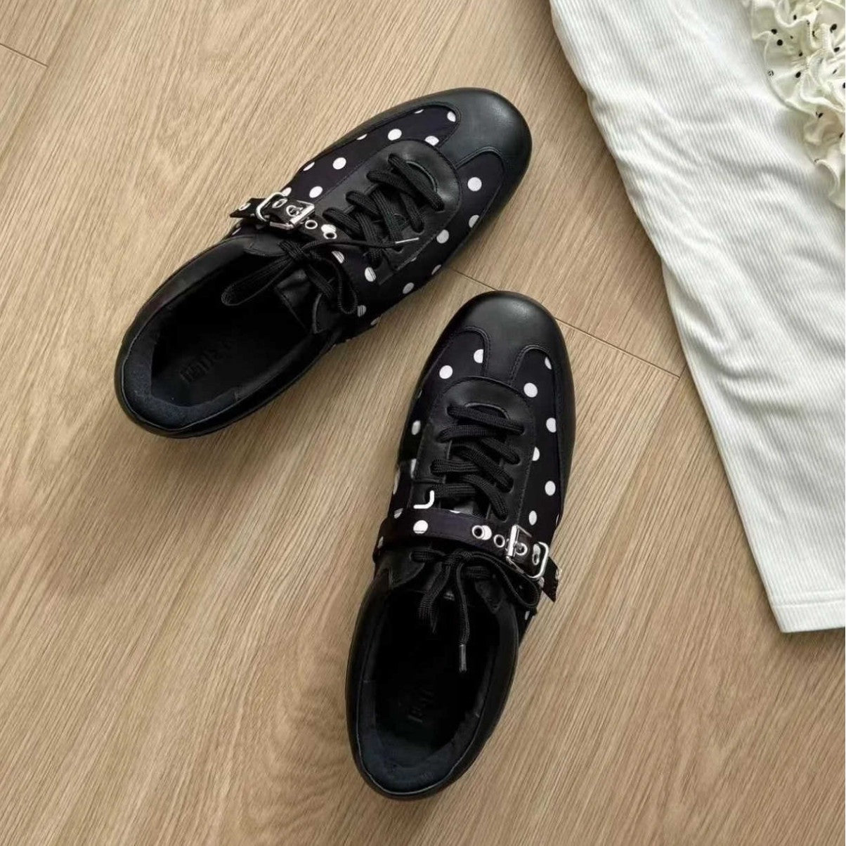 Women's Polka Dot Square Toe Flat Bottom Women's Casual Shoes