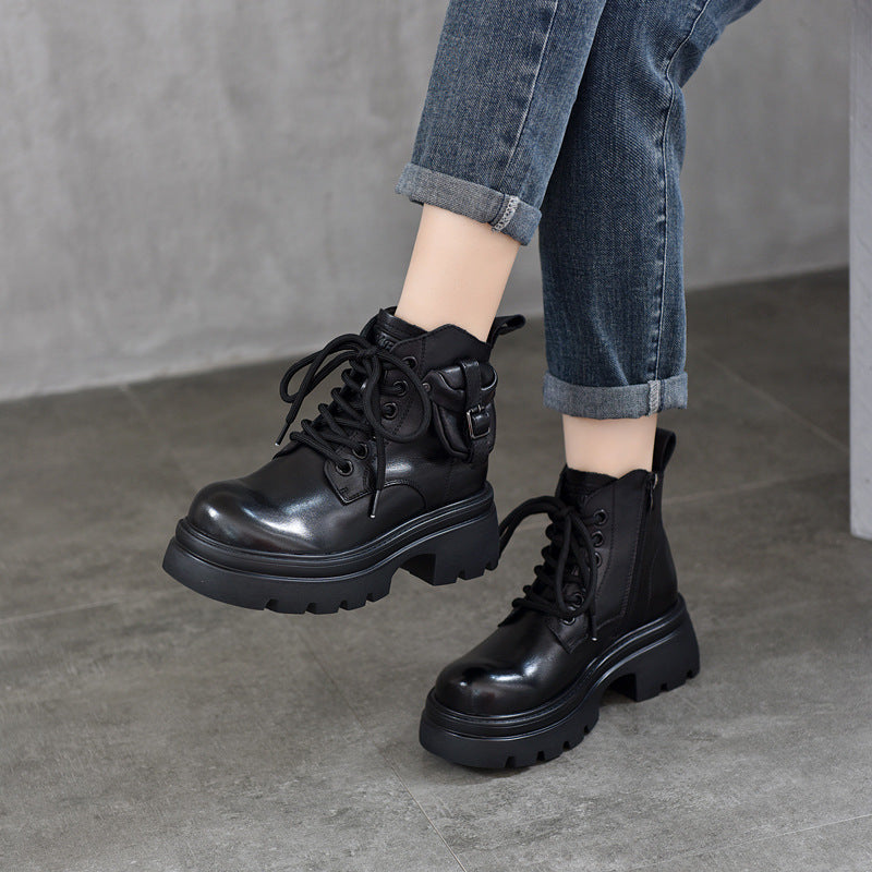 Women's Design Sense Small Pocket Thick-soled Short Boots