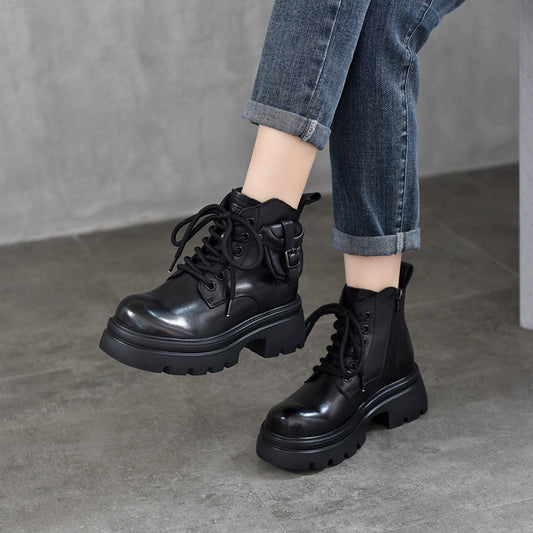 Women's Design Sense Small Pocket Thick-soled Short Boots